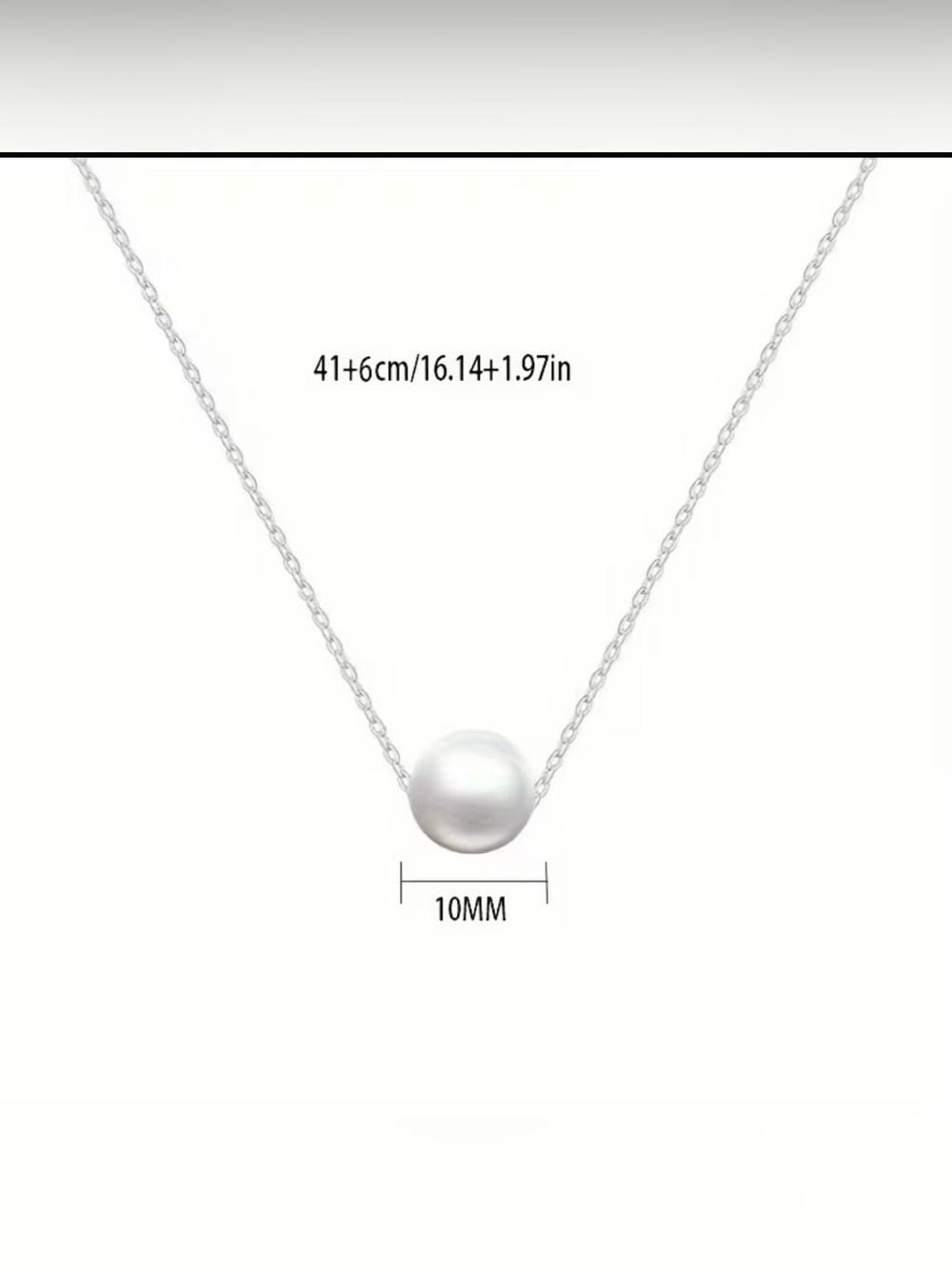 Minimalist Pearl Pendant Necklace - Silver Chain - Picture 3 of 4